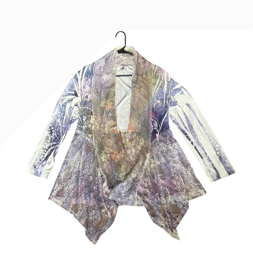 Ethereal Fairy Core Coveri Marie Floral Lace Embellished Draped‎ Cardigan